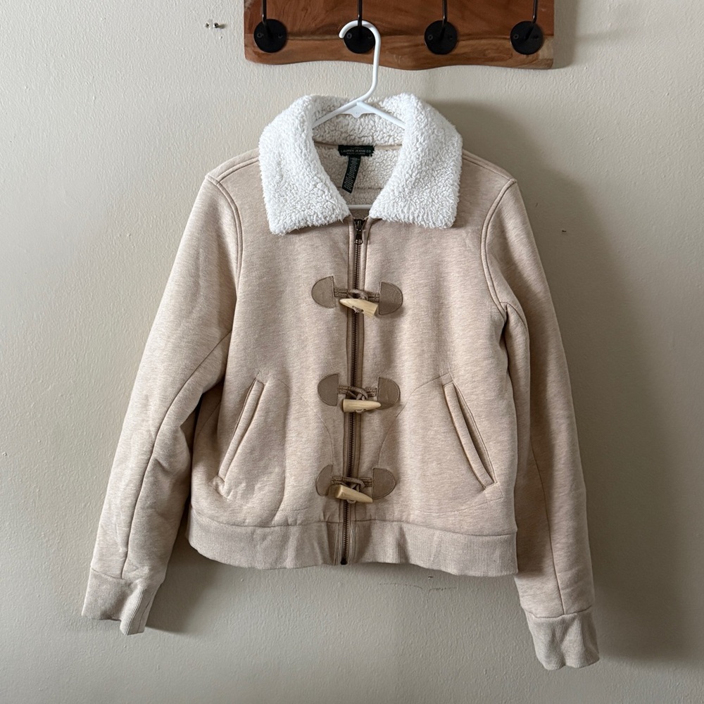 Vintage LRL Lauren Ralph Lauren 100% Cotton Sherpa Collar Toggle Jacket size L